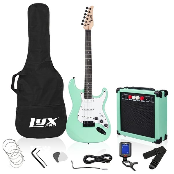 slide 2 of 6, LyxPro 36 Inch Electric Guitar & Electric Guitar Accessories for Kids Green