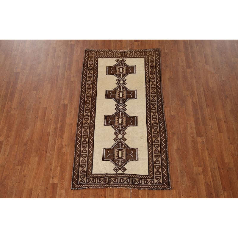 Geometric Gabbeh Persian Vintage Area Rug Handmade Wool Carpet - 3'5"x 6'3"