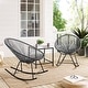 preview thumbnail 12 of 13, Corvus Sarcelles Modern Wicker Patio Rocking Chairs(Set of 2)