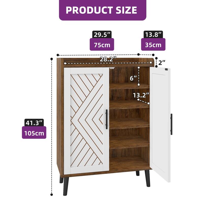Moasis Shoe Storage Cabinet with Doors, 5-Tier Freestanding Shoe Organizer for Entryway