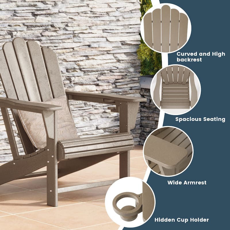 Aderson Outdoor Poly Adirondack Chair Set with Coffee Table