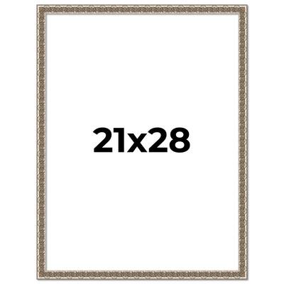 21x28 Frame Silver Versailles Ornate Solid Wood Picture Frame | 1 Inch
