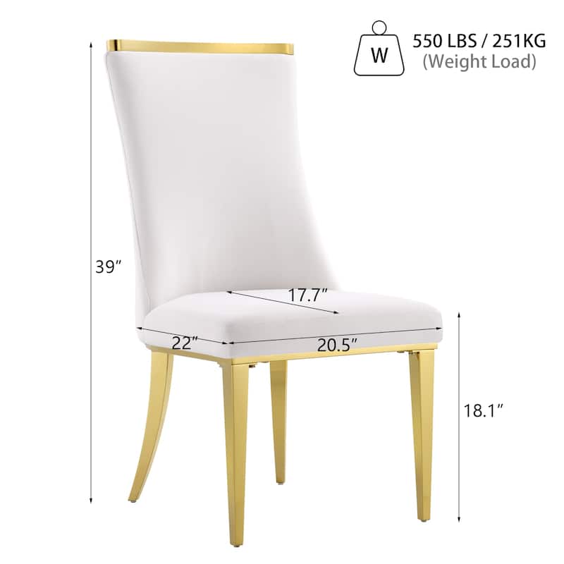 White Velvet Dining Chairs with Hammered Finish Metal Legs