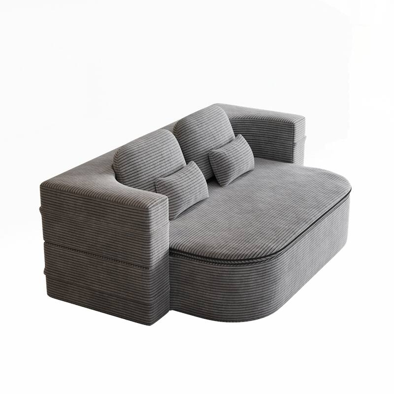 Folding Mattress Sofa with Fixed Shape Frame Convertible Sleeper Foam Sofa Bed with Blanket