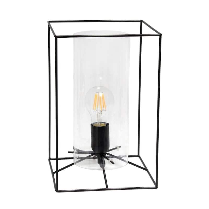 Lalia Home Framed Table Lamp with Clear Cylinder Glass Shade