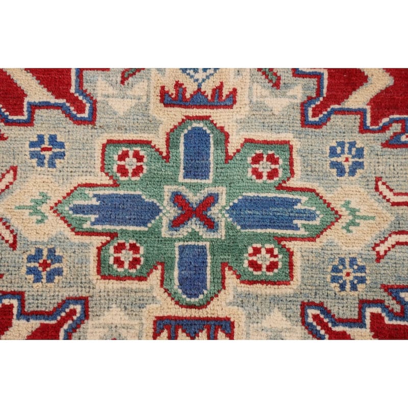 Traditional Kazak Rug Handmade Red Wool Carpet - 5'1" x 6'9"