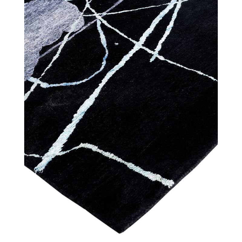 Modern One-of-a-Kind Hand-Knotted Area Rug, Black - 9' 2" x 12' 2"