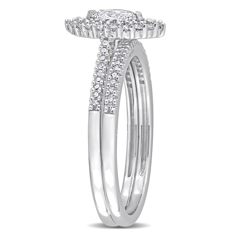 Miadora 1/2ct TW Marquise Diamond Double Halo Cluster Bridal Set 14k White Gold