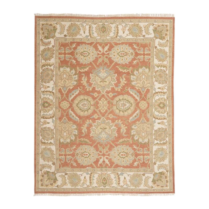 Rust/Ivory Soumak Flatweave Area Rug - 8' x 10' - Rust/Ivory