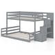 preview thumbnail 10 of 8, Gymax Twin Over Full Low Bunk Bed w/ Storage Stairs Full-length