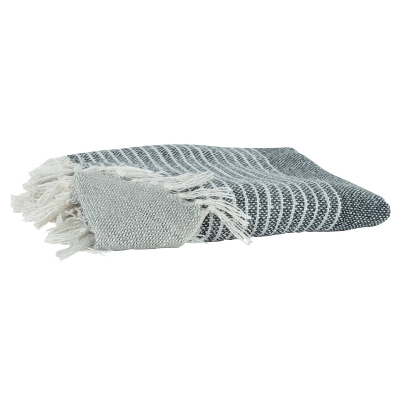 Rizzy Home Hand-tied Striped Throw Blanket
