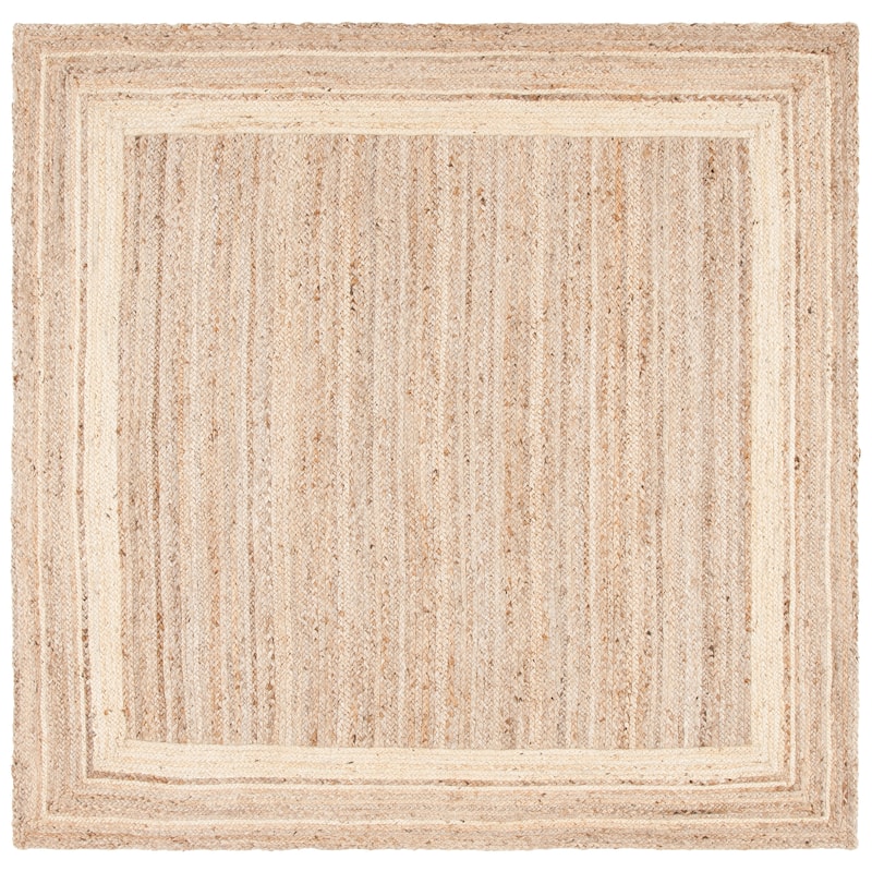 SAFAVIEH Handmade Natural Fiber Averi Border Jute Rug - 6' Square - Ivory/Natural