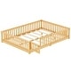 preview thumbnail 6 of 26, Queen Size Pine Wood Floor Bed with Safety Guardrails and Door
