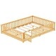 preview thumbnail 3 of 7, Queen Size Platform Bed Floor Bed with Safety Guardrails and Door for Kids