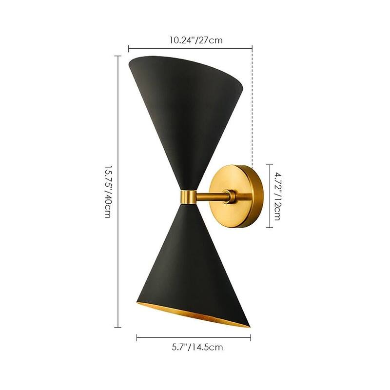2-Light Modern Adjustable Head Cone Vanity Light Up&Down Dual Horn Hourglass Wall Sconce