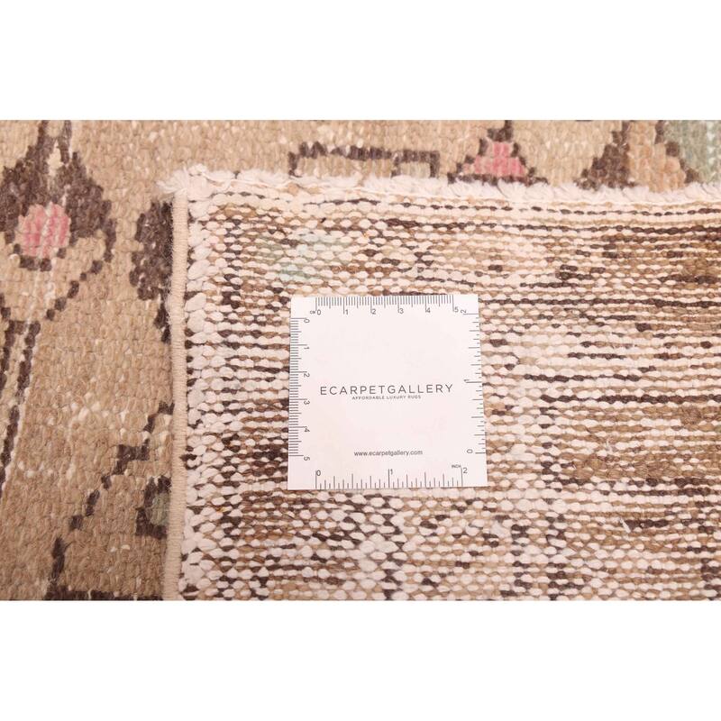 ECARPETGALLERY Hand-knotted Antalya Vintage Tan Wool Rug - 3'2 x 9'6