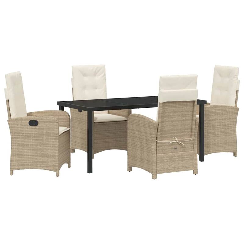 vidaXL Garden Dining Set with Cushion Poly Rattan