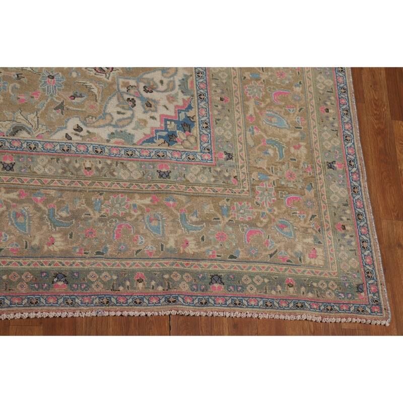 Traditional Mashad Persian Area Rug Hand-Knotted Wool Carpet - 9'7"x 12'3"
