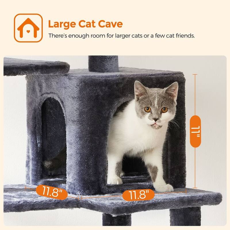Plush Multi-Level Cat Tree with Sisal-Covered Scratching Posts and Cozy Hideouts for Indoor Cats