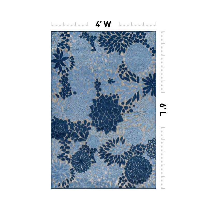 World Rug Gallery Indoor/Outdoor High-Low Textured Area Rug, Floral, Easy-Clean Patio Rug
