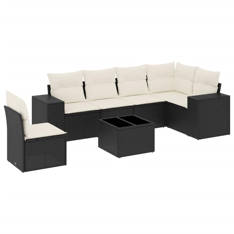 vidaXL Garden Sofa Set Black PE rattan Large Adjustable Feet - 24.4 x 32.7 x 27.2