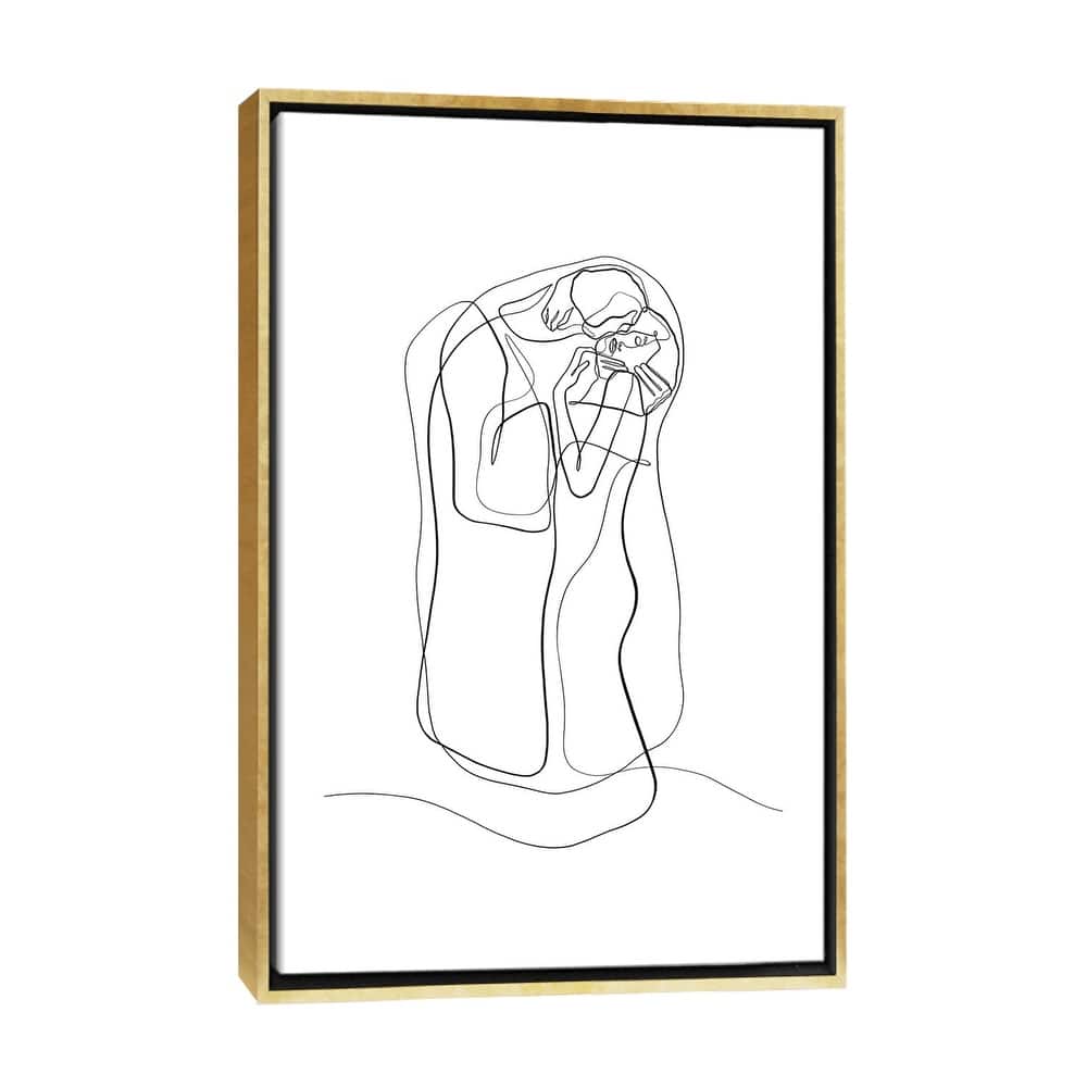 iCanvas "Gustav Klimt - The Kiss With One Line" by Dane Khy Framed Canvas Print