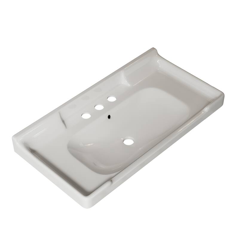 GDFStudio - Vici Modern 36" Bathroom Console Sink with Freestanding Stainless Steel Legs & Towel Bar, WITHOUT Faucet