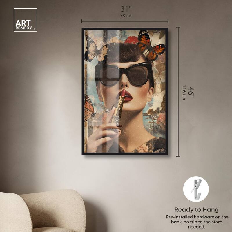 Iconic Lady Butterfly Collage II Shadowbox by Art Remedy