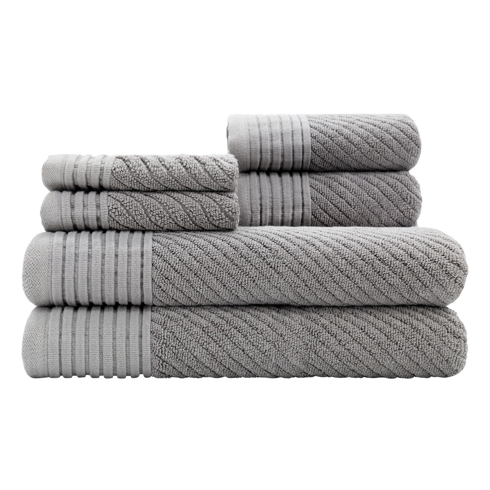 Caro Home Dana Stripe Towel Collection - Blue/Beige/White - Hand Towel