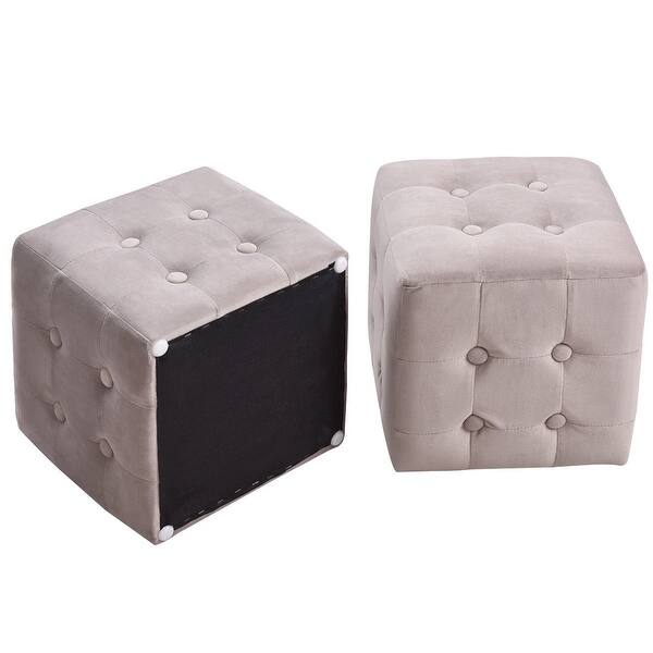 Shop Costway 3 Piece Tufted Microfiber Storage Bench With 2 Cube