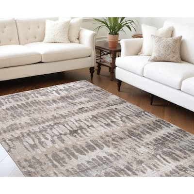 Distressed Abstract Modern Stain Resistant Low Pile Durable Area Rug