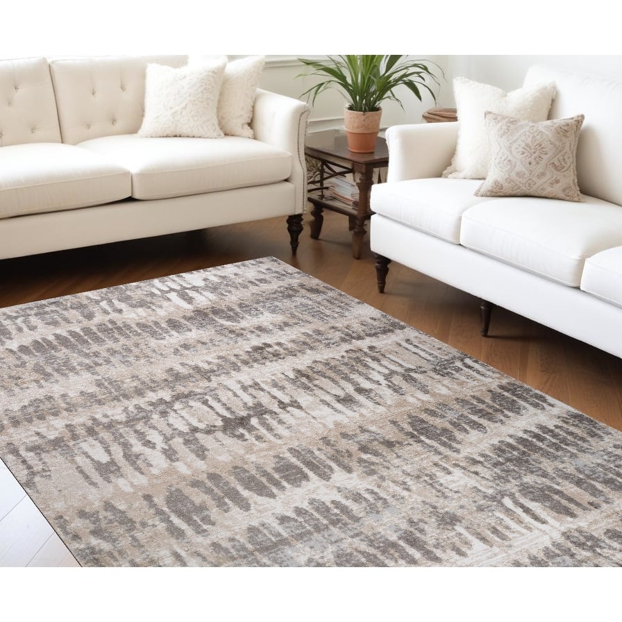 Distressed Abstract Modern Stain Resistant Low Pile Durable Area Rug