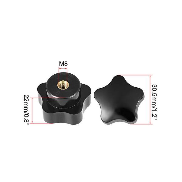 Othmro Star Knob Grip Handle M8 Diameter Brass Insert Female Thread Black Set of 5 Black Othmro Star Knob Grip Handle M8 Diameter Brass Insert Female Thread Black Set of 5 Black