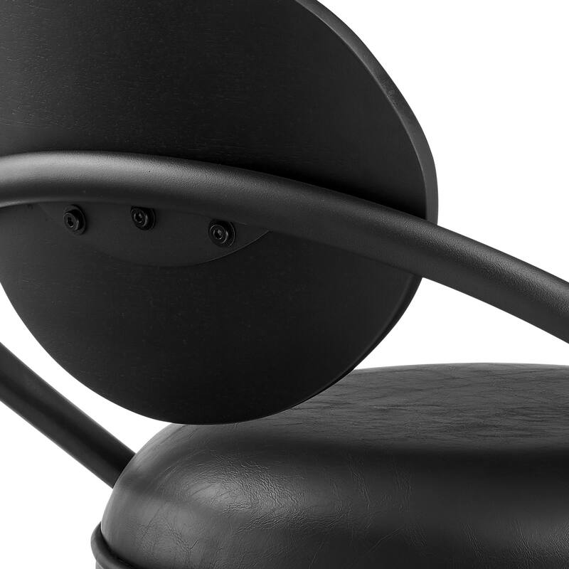 Carny Iron Swivel Counter Stool Chair, Vintage Black Faux Leather