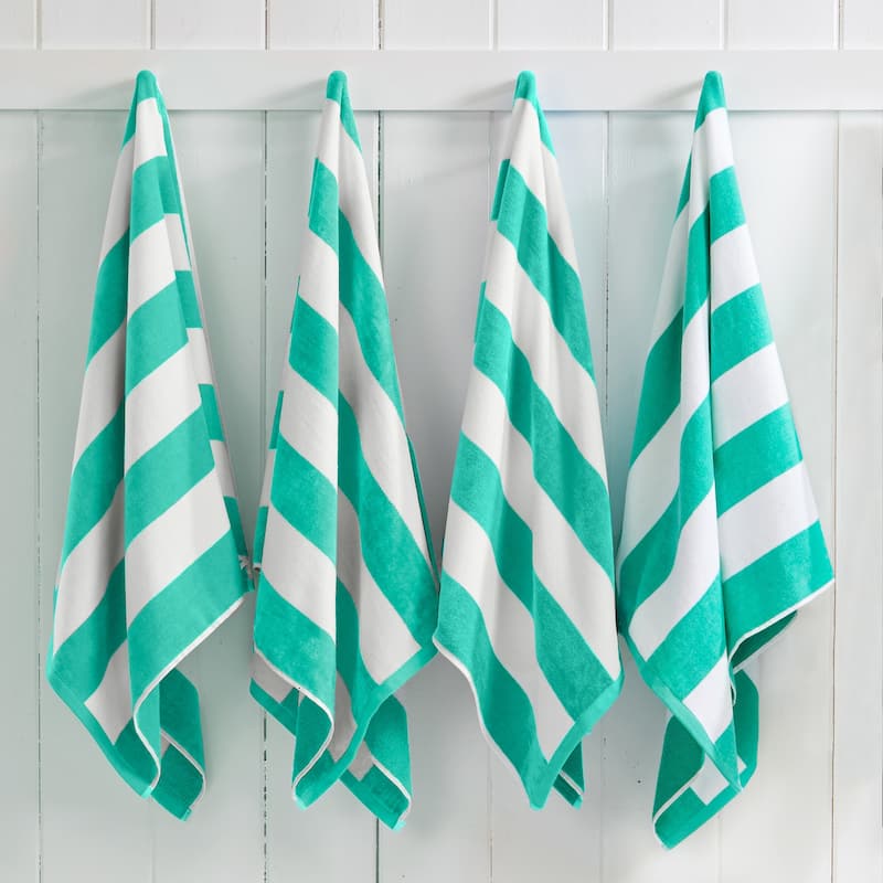 Linery & Co. Cotton Cabana Beach Towel, 4 Pack - 30" x 60" - 4 Pack- 30" x 60" - Teal