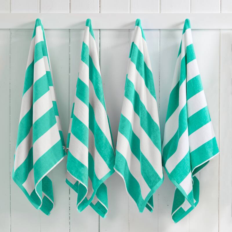 Linery & Co. Oversized Cotton Cabana Beach Towel, 4 Pack - 35" x 70" - 4 Pack- 35" x 70" - Teal