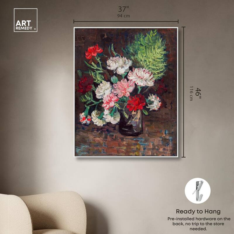 Vase with Carnations Canvas by Art Remedy