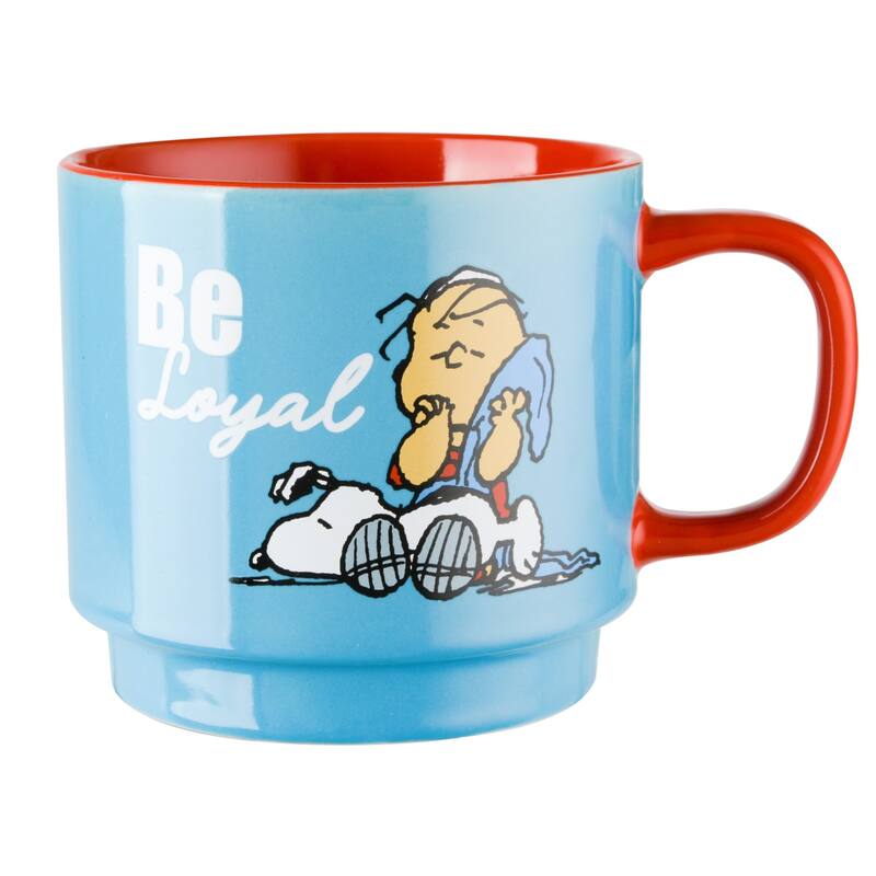 Peanuts 4 Pack 15 OZ Stackable Mugs with a Rack