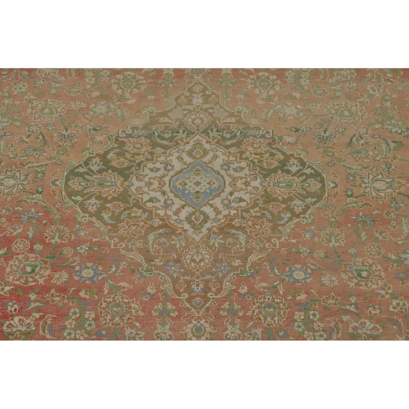 Traditional Kashan Distressed Vintage Persian Rug Handmade Wool Carpet - 9'4" x 13'1"