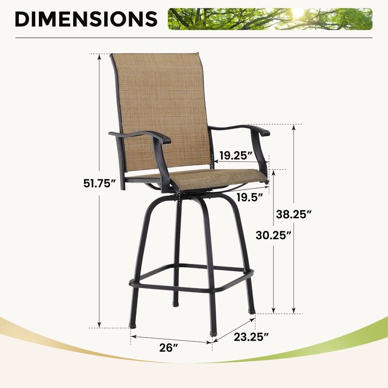 Oudoor All-weather Swivel Patio Bar Stools (Set of 2/4) - N/A