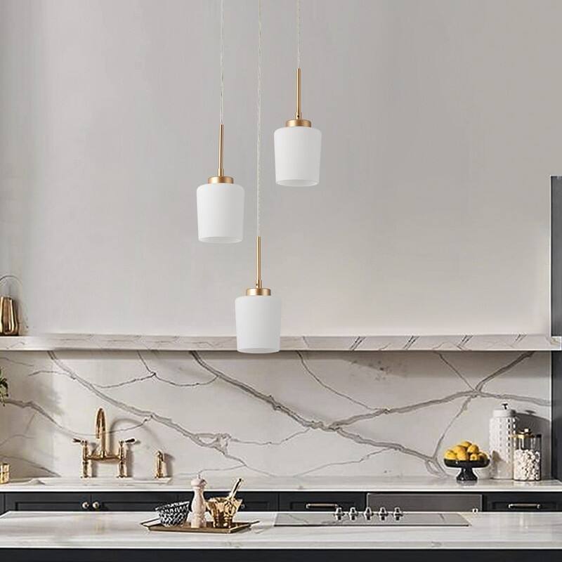Modern 3-Light Pendant Chandelier with Frosted White Glass Shades