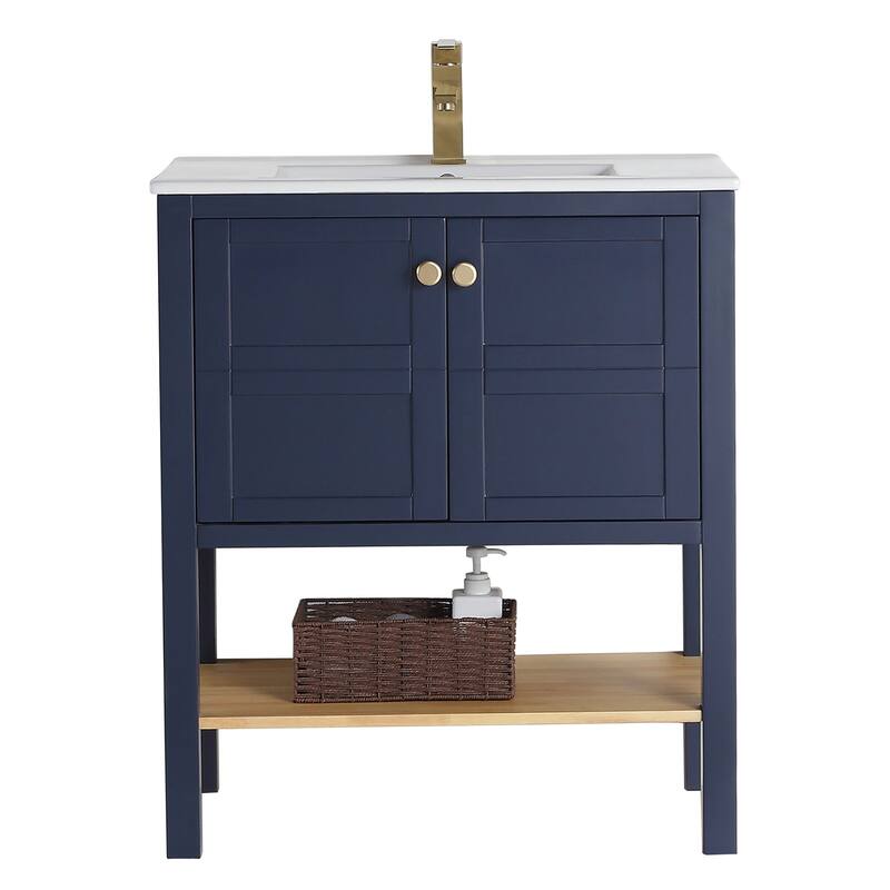 30" Tennant Brand Arola Small Slim Narrow Navy Blue Bathroom Vanity