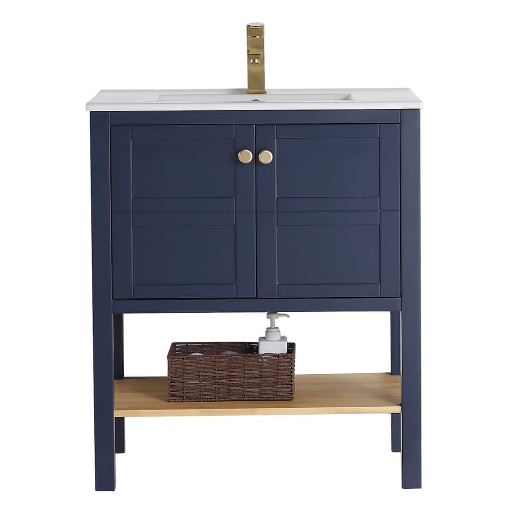 30" Tennant Brand Arola Small Slim Narrow Navy Blue Bathroom Vanity