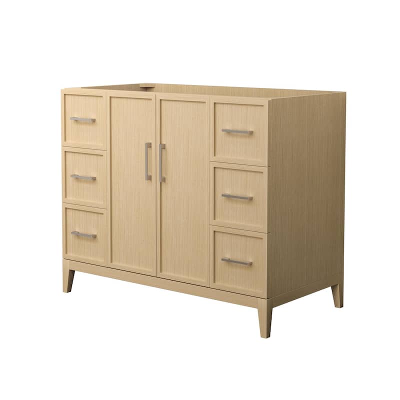 Elan 42-inch Single Vanity Cabinet - White Oak, Nickel Trim, No Top