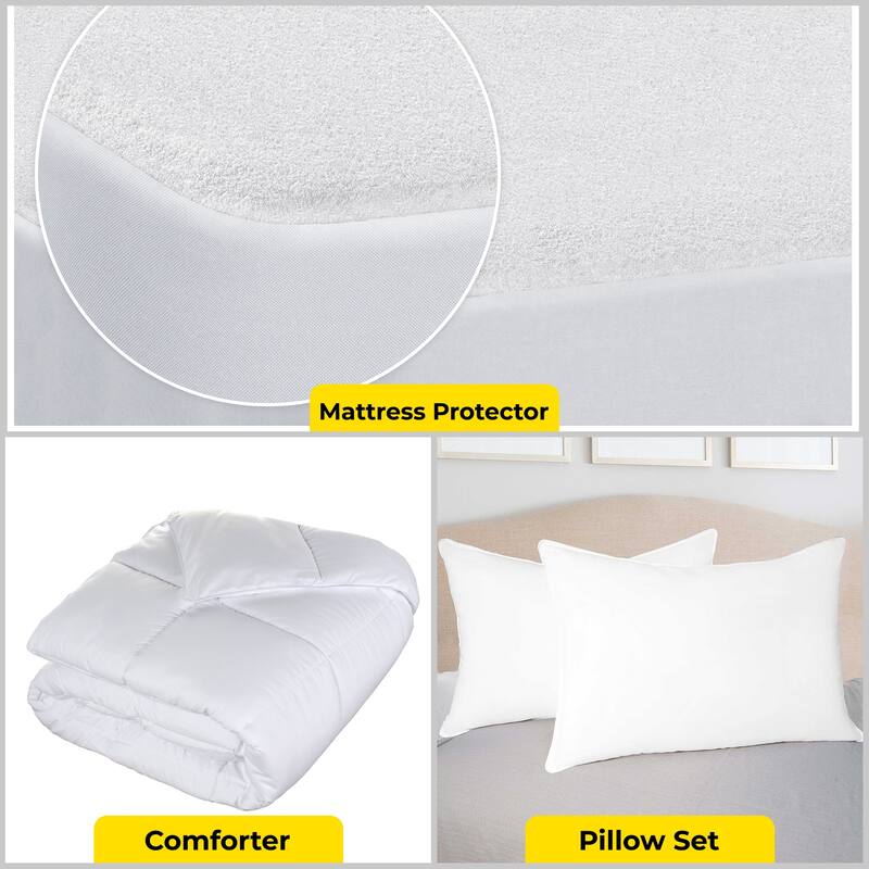 Superior Basics Bedroom Set, Stress-Free Bedding, Room Sets, Queen, White - Queen