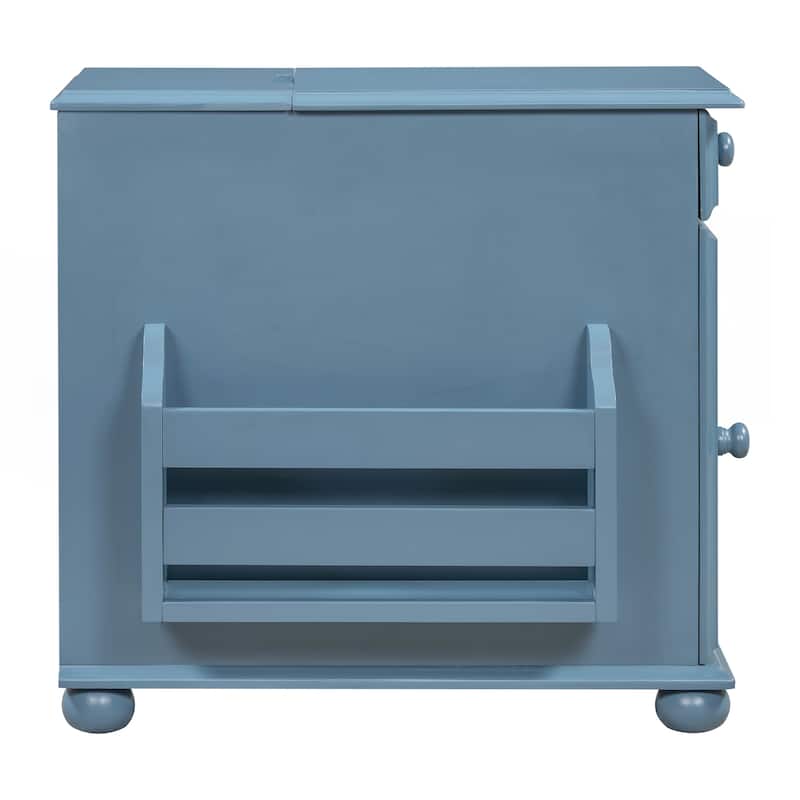 Vintage End Table Flip Top Side Table with USB Ports