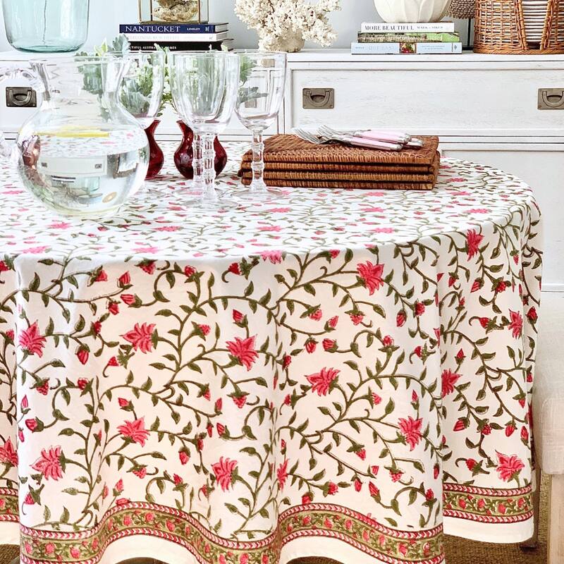 Pink Ivy Round Tablecloth