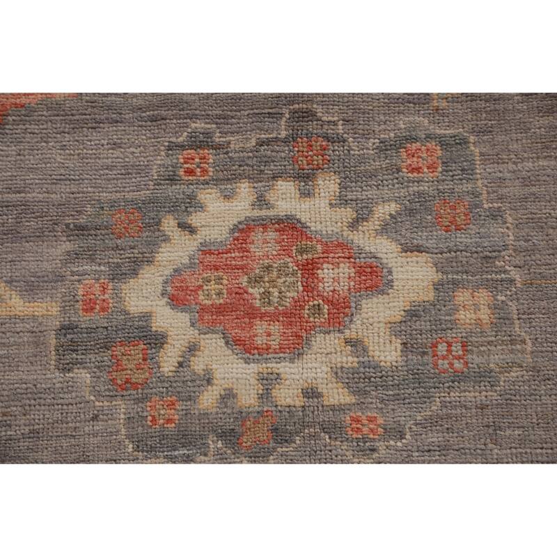 Hand Knotted Oriental 100% Wool Carpet Transitional All-Over Greys & Charcoal Oushak Area Rug - 9' 8'' X 8' 3''
