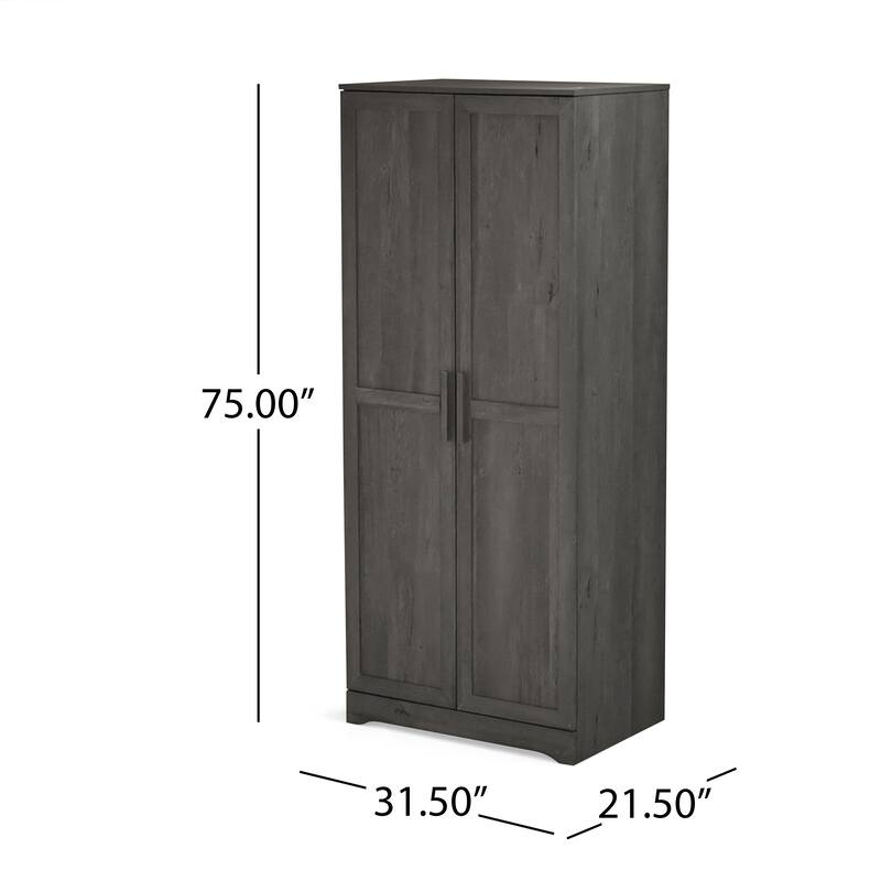 2-Door Wardrobe with Hanging Rods and Shelves - Spacious Bedroom Armoire Clothes Storage Cabinet, Folding Area and Hanging Area