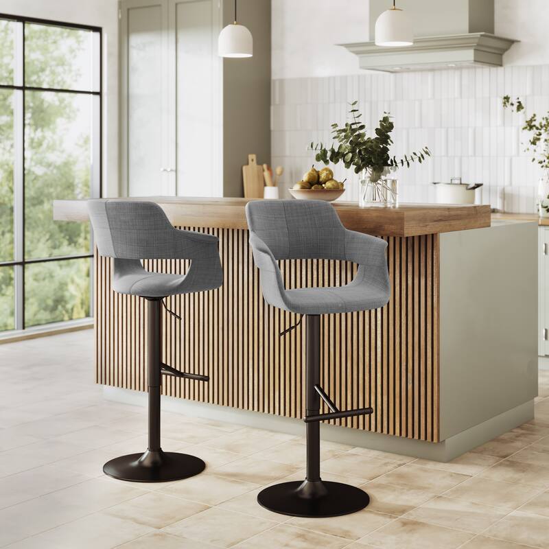 Lumisource Barstool with Swivel in Black and Charcoal, Set of 2 - 19"Lx23.5"Wx39-47.5"H